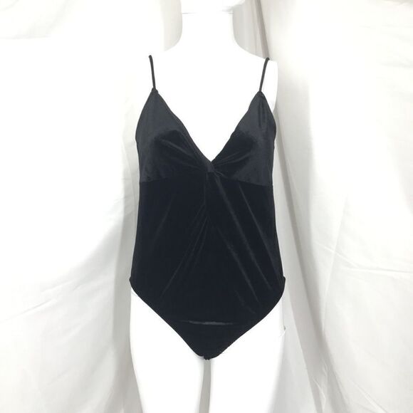 Topshop Velvet Front Knot Bodysuit C6 - Picture 3 of 8